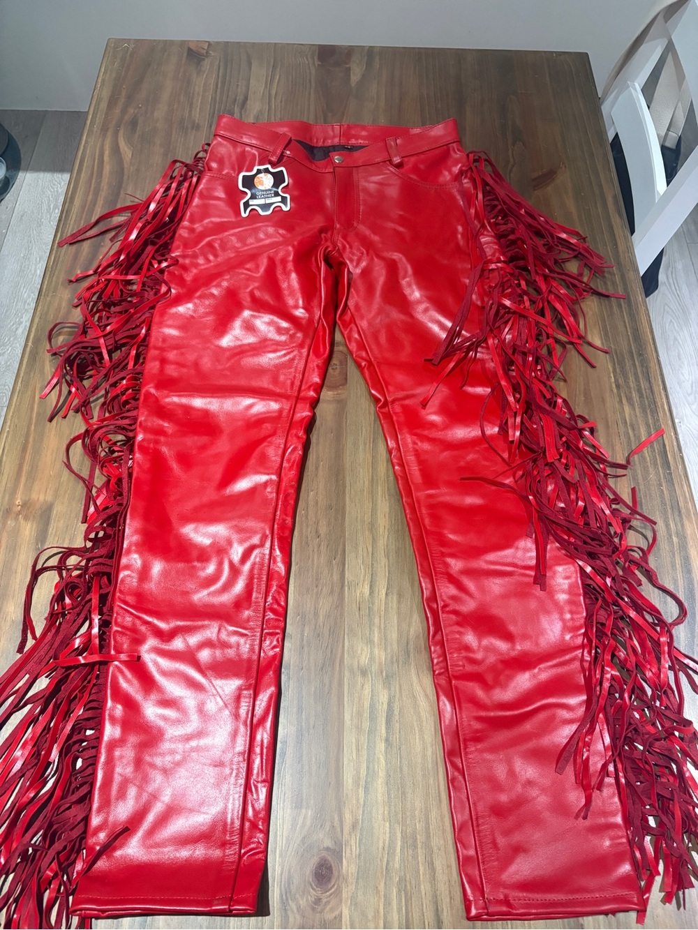 Genuine Red Leather Pants